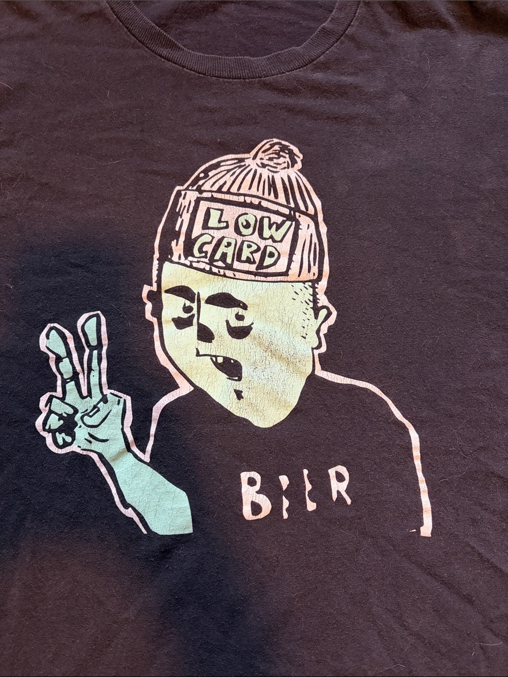Black Graphic Tee with Pastel Character Print